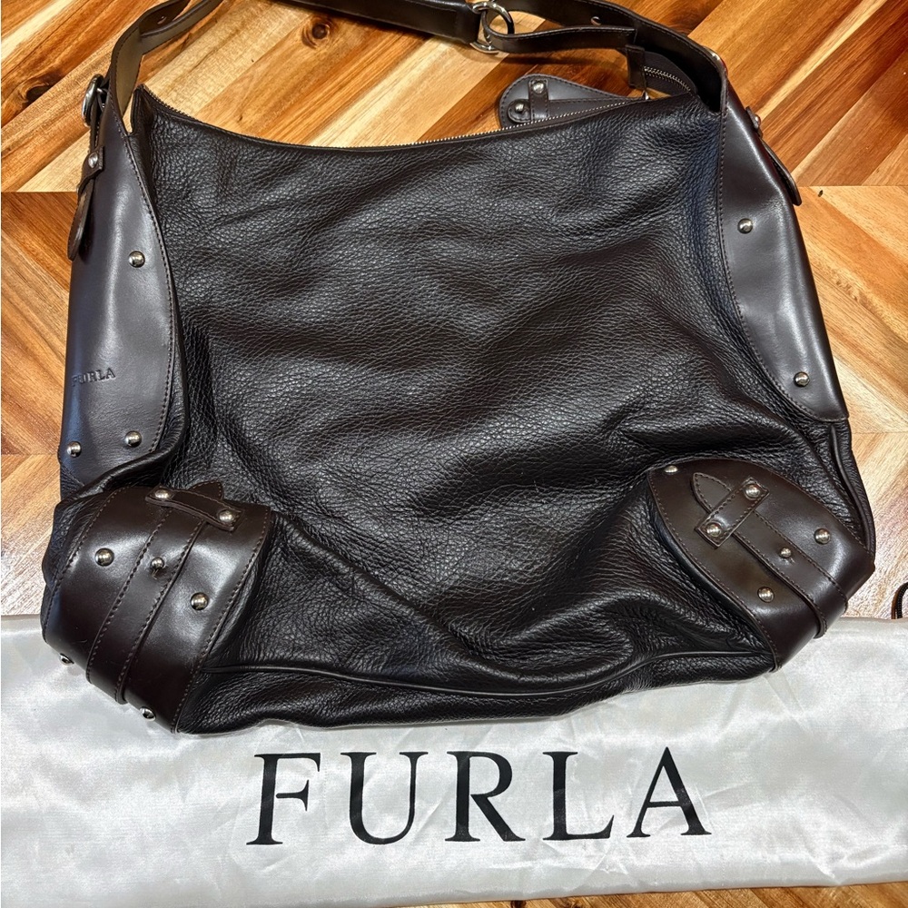 Furla Brown Leather Hobo Bag